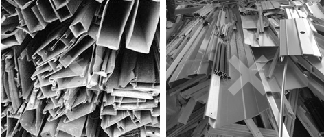 選用廢鋁，強度差，壽命短，容易褪色